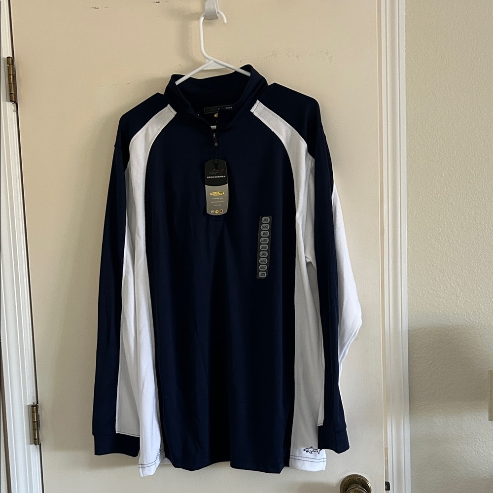 Greg Norman Collection Blue and White Shirt Jacket
